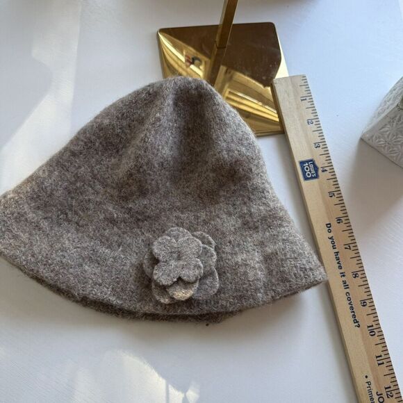 Barbour Hat Womens Gray Rose Clouche Lambs Wool Made‎ in Scotland - Picture 6 of 8